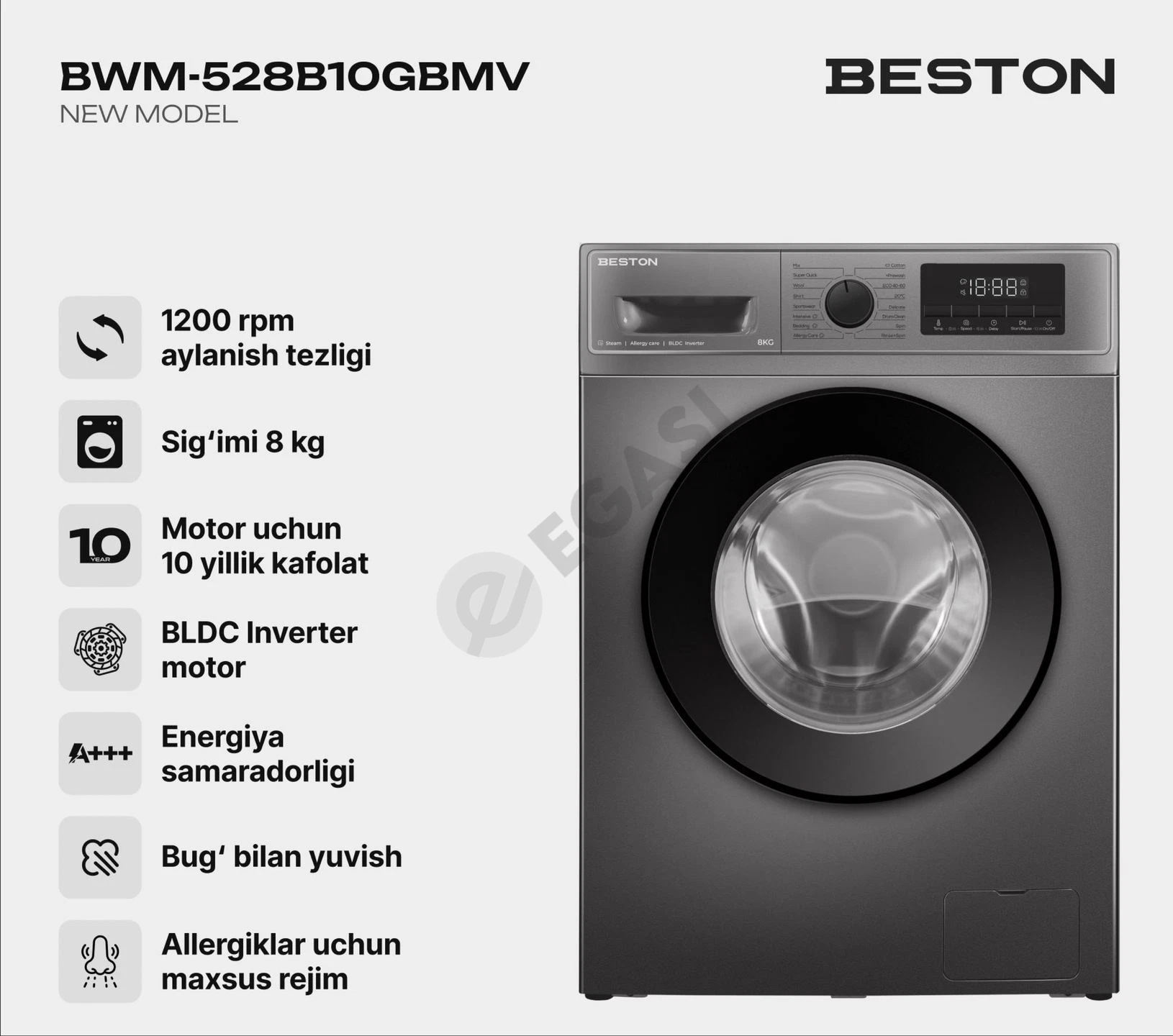 Стиральная машина BESTON 8kg inverter +доставка - Cover Photo