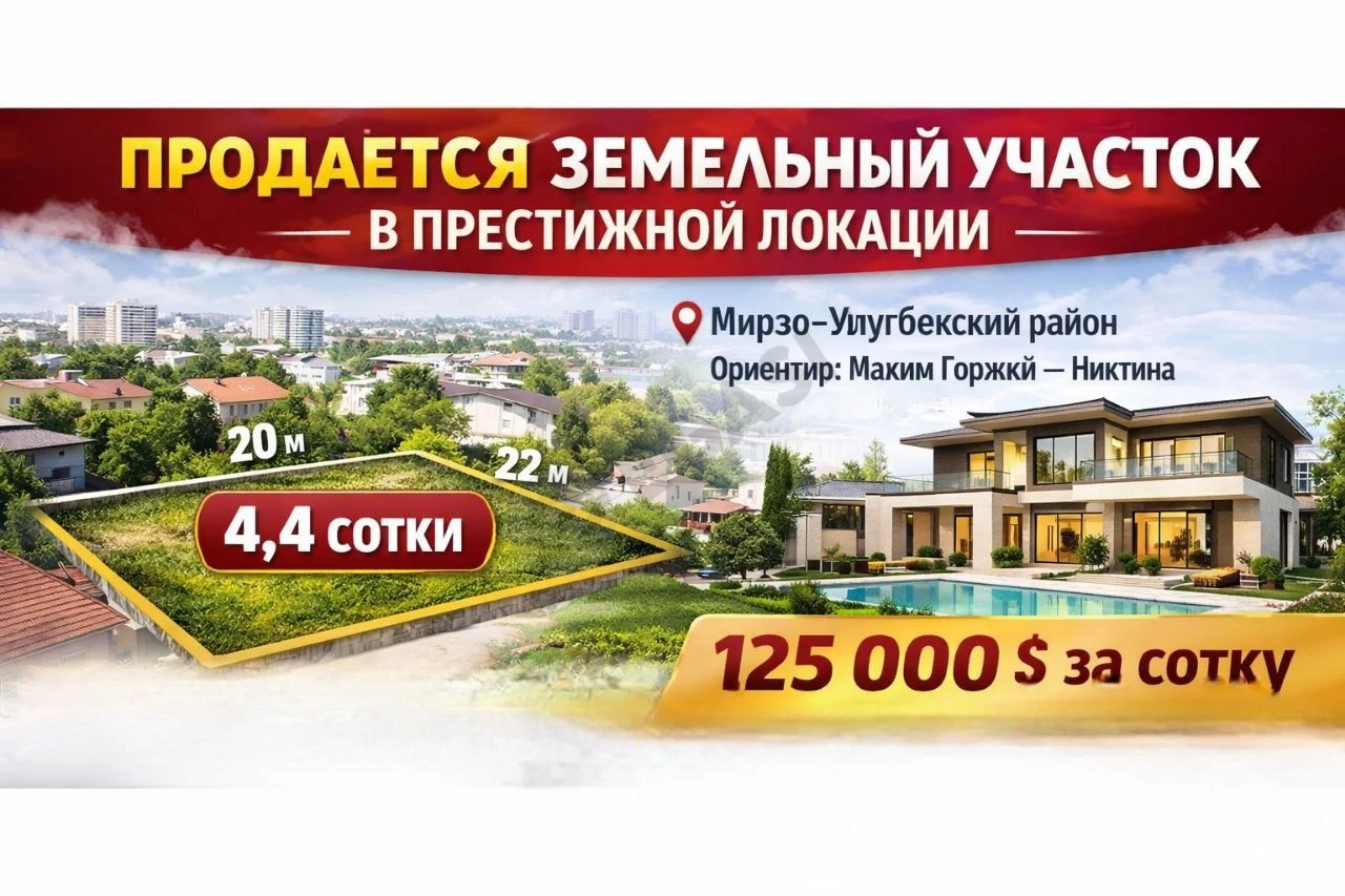 Никитина, Максим Горкий, элитная махалля продается земельный участок - Cover Photo