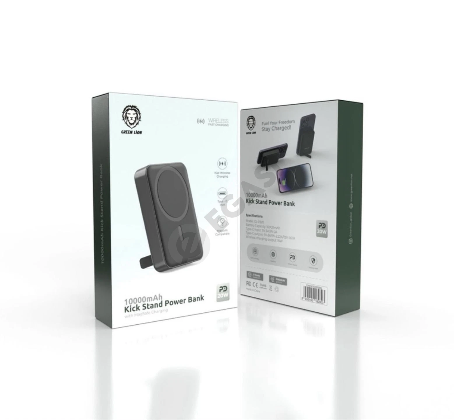 Power bank Green Lion с беспроводной зарядкой, 10000 мА/ч. - Cover Photo