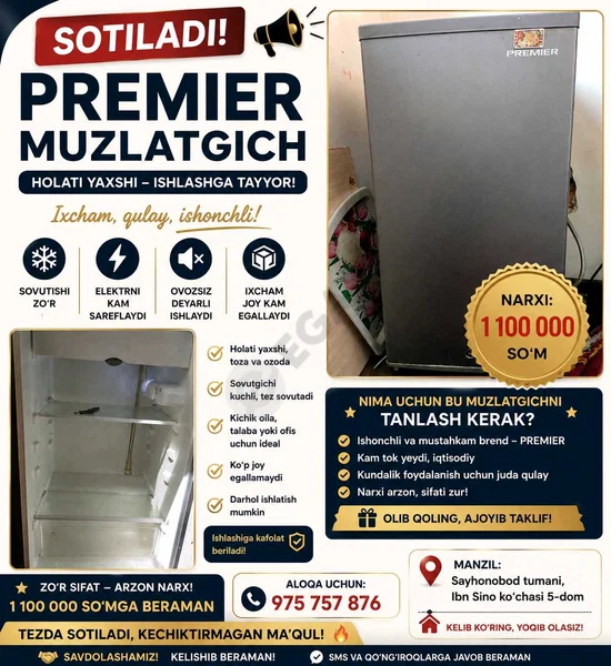 srochna muzlatgich sotiladi - Cover Photo